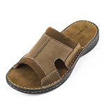 TIESTRA Mens Leather Sandal Wide Fit Walking Fisherman Sandal leisures Outdoor Open Toe Comfortable Soft Summer Beach Shoes UK10/44EU