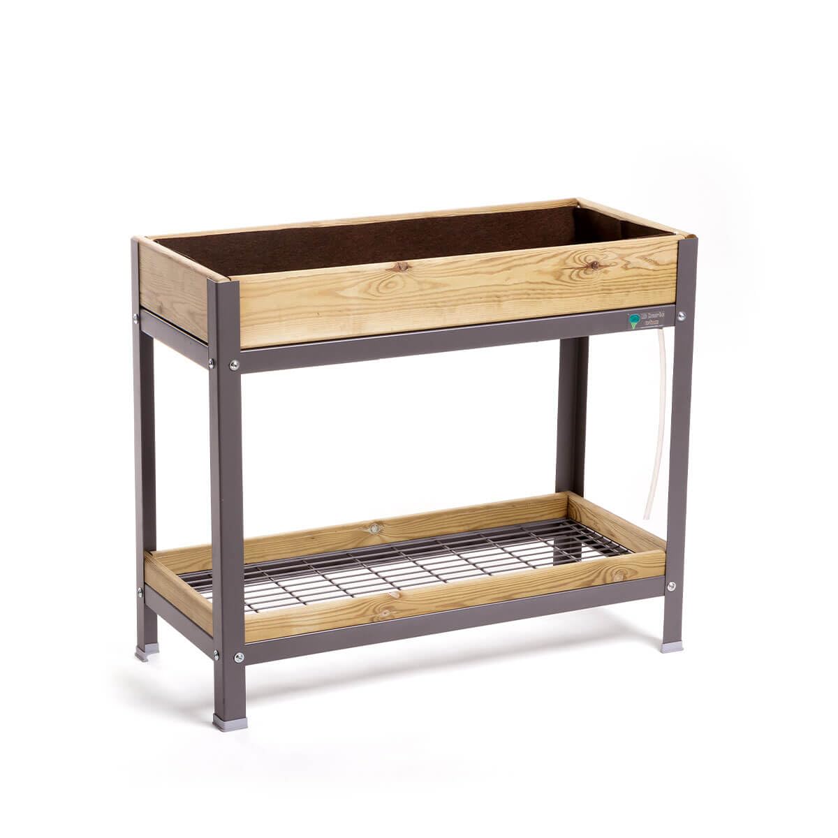 MI HUERTO URBAN - Jardinera elevada de una Tabla con Bandeja Recoge Aguas | Mesa Cultivo Terraza Jardín Balcón - Color Gris Mate Oxidón | Capacidad 30,5 litros | M - 90x40x78 cm