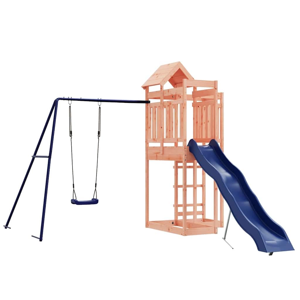 Spielturm Massivholz Douglasie mit Wellenrutsche und Schaukel, Klettergerüst für Kinder im Garten, inkl. Sandkasten, stabiles Holzgestell, Outdoor Spielgerät für Kleinkinder und Babys