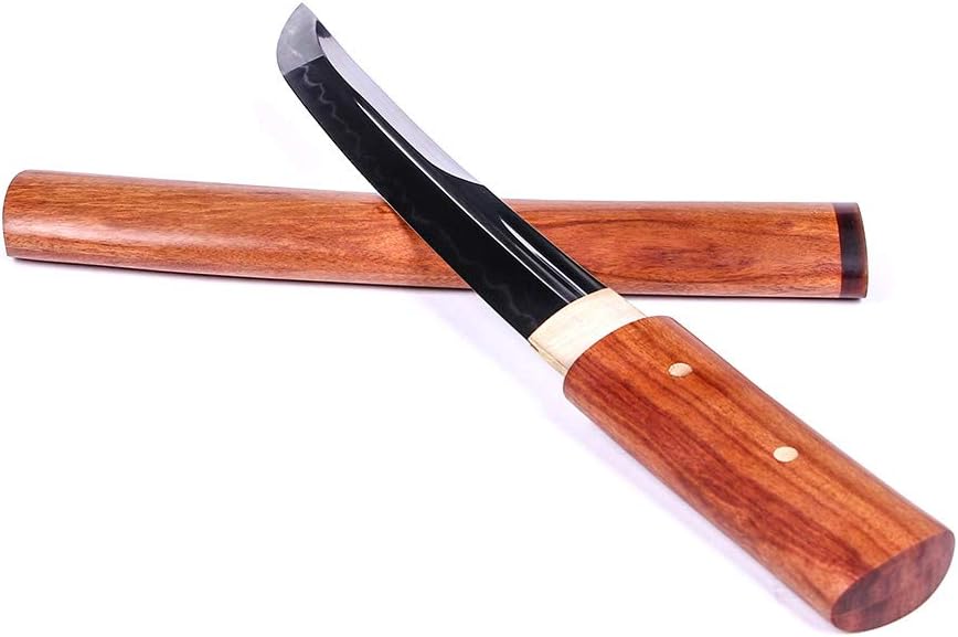 siwode Short Sharp Handmade Katana,Full Tang,Japanese Ninja Samurai Real Sword (T10 Clay_Tempered) 15-Inch