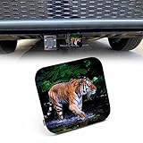 Beabes Hitch Receiver Cover Tiger, African Wildlife Forest Animal Tiger 2' Compatible with Trailer Hitch Tube Cover Plug Cap, Rubber Trailer Hitch Cover Towing Hitch Cover