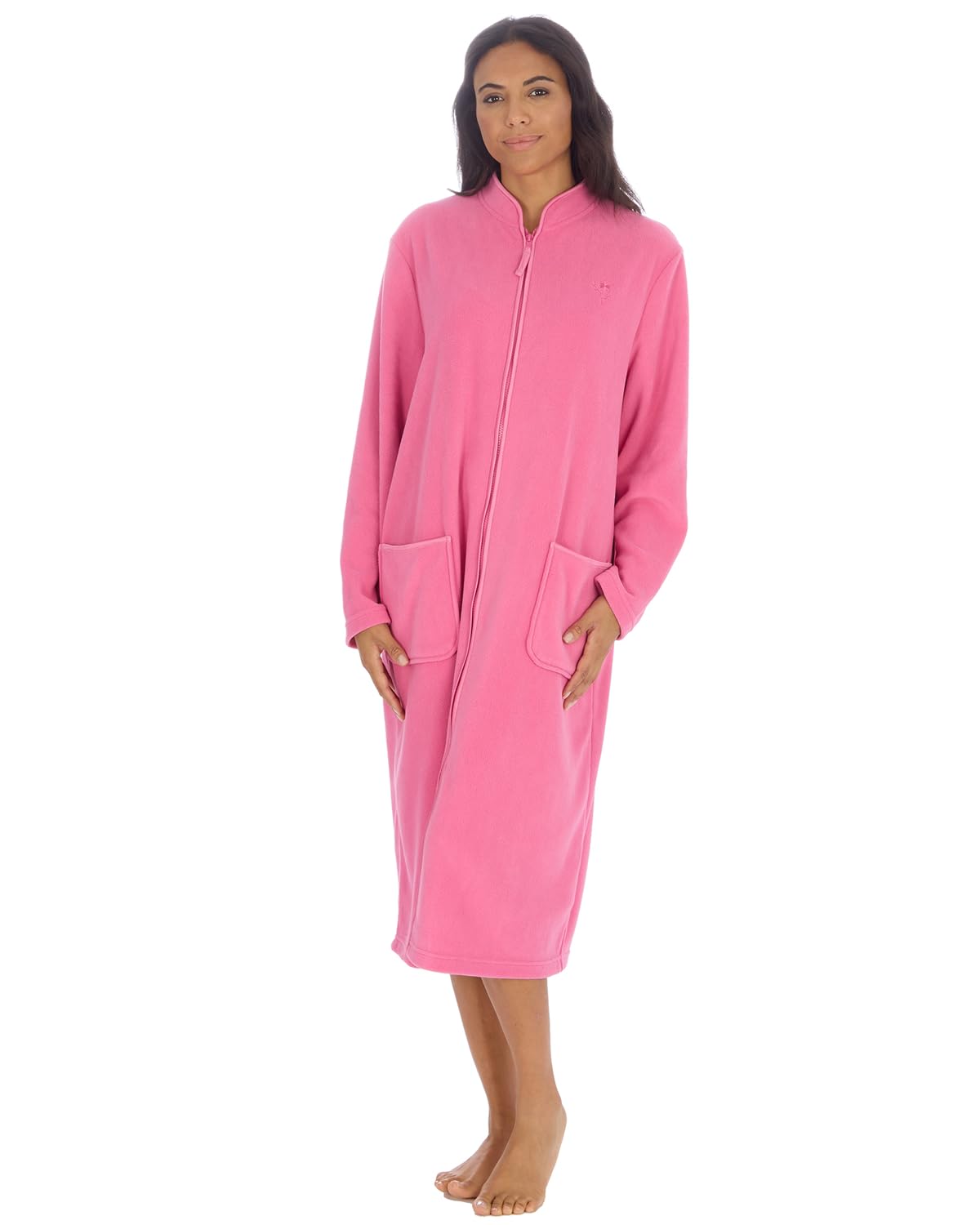 Ladies Zipped Soft Fleece Dressing Gown 4045 Pink 26-28