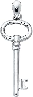 14k REAL White Gold Key to My Heart Charm Pendant