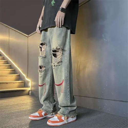 Men Wide Leg Denim Pants Korean Style Trousers Soft Jeans2