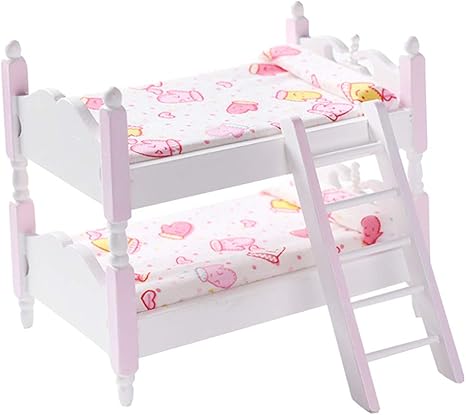 Amazon N A 1 12スケール 赤ちゃんドール用 二段ベッド おままごと ミニチュア 木製 寝室用家具 ごっこ遊び ピンク ままごと ごっこ遊び おもちゃ