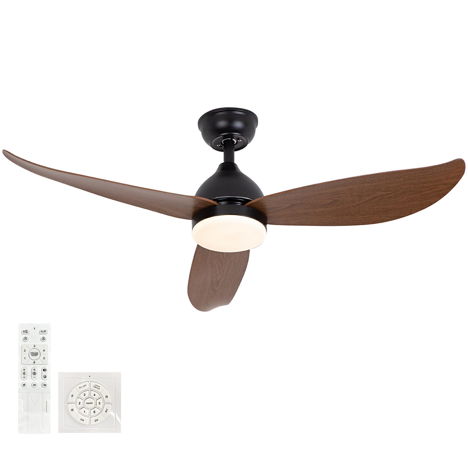 Fachae Ceiling Fan with Light and Remote Control Silent Dimmable Ceiling Fans with LED Lamps DC Reversible 6 Speed Timer Ceiling Fan with Lighting for Bedroom Living Room