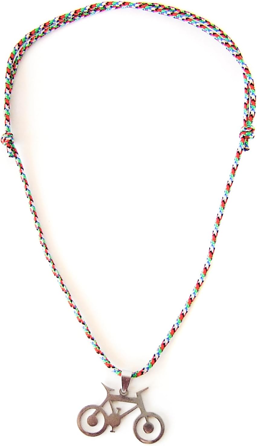 Necklace with Bicycle. Accessories for Men. Necklace for Women Adjustable Rope Downhill Bike Charm Pendant. Unisex Handmade MTB Gift. 2 mm