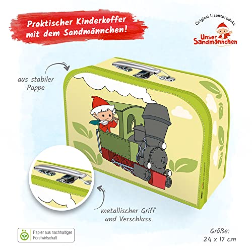 Trötsch Kinderkoffer \Sandmann\ Lokomotive medium, Pappkoffer, Koffer aus Pappe, Geschenk Verpackung, Gutschein Verpackung,Spielkoffer, Metallgriff ... Kinder: 24 x 17 cm (Unser Sandmännchen)