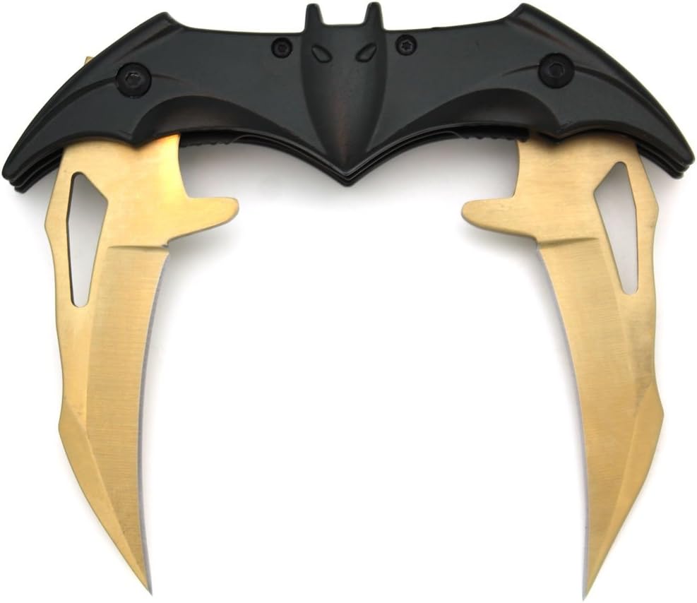 Snake Eye Tactical Dual Blade Bat Designed Action Assisted Folding Pocket Knife Outdoors Hunting Camping Fishing