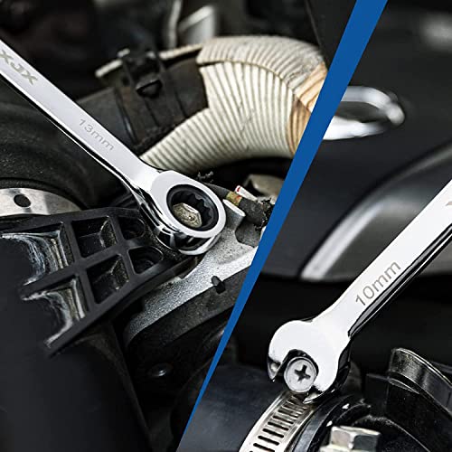 Xjx 24Pcs Ratcheting Combination Wrench Set | Sae & Metric | 12 Point | 1/4”To 7/8” And 8-19Mm | Cr-V Steel | Ratchet Wrenches Set With Portable Roll-Up Pouch #TOP4