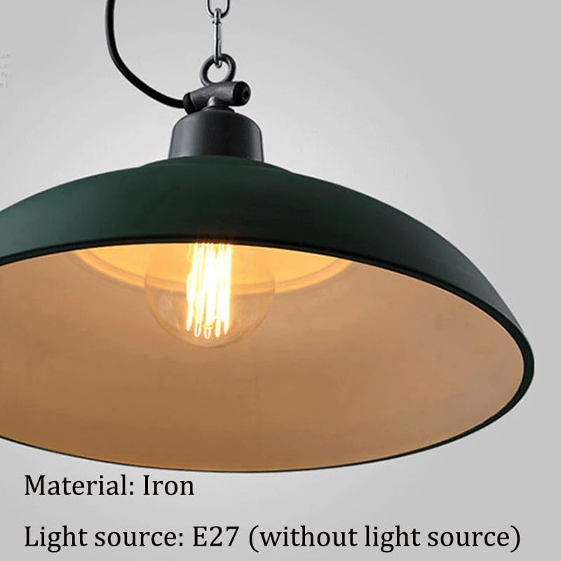 Lampada a sospensione in stile industriale semplice verde Lampada a sospensione moderna nordica in metallo Lampadario vintage rotondo con base E27 Lampada a sospensione for isola cucina Sala da