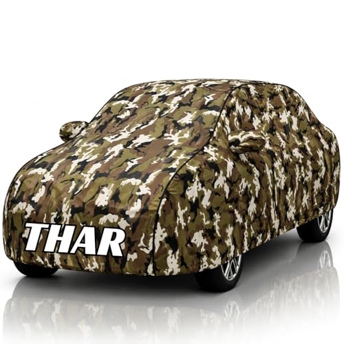 Image of Safe-Cars New Jungle 100% Waterproof Thar Car Cover | Polyester Car Body Cover for Rain & Sun | UV Protection, Dustproof, Scratch Resistant, Windproof, Heat Resistant, Custom Fit