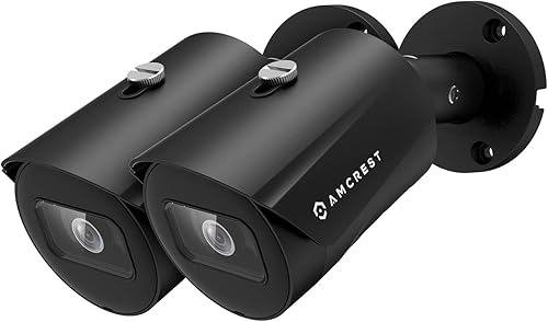 Amcrest Paquete de 2 cámaras POE UltraHD de 5 MP para exteriores de 2592 x 1944p, cámara de seguridad IP Bullet IP67 impermeable, 103 FOV, lente de