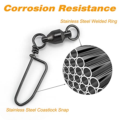 image for Alwonder 20 Pack Ball Bearing Swivels with Snaps, Fishing Snaps Swivel