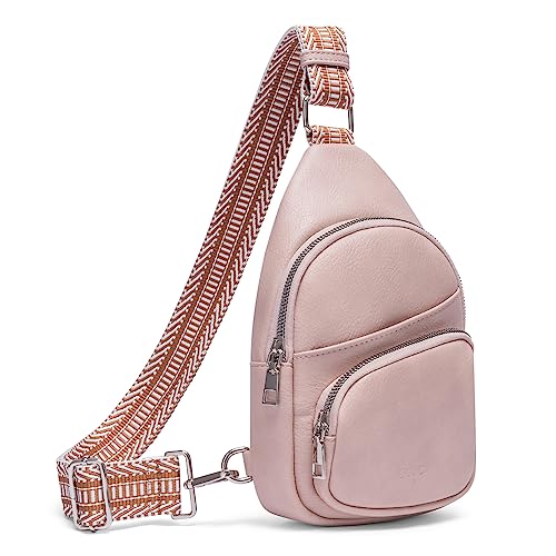 CLUCI Small Sling Bag for Women, Vegan Leather Fanny Pack Crossbody Bags for Women, Chest Bag With Guitar Strap