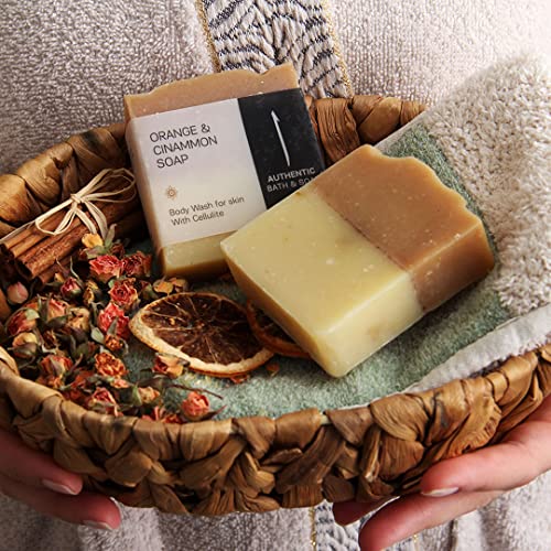 Authentic Bath & Soap Cold Processed Orange Cinnamon Bar Soap For Men & Women. Natural, Handmade, No Sulfates Or Parabens, Cruelty Free, Vegan. For Face & Body. Fights Acne. 3.5 Oz Each (Pack Of 2) #TOP3