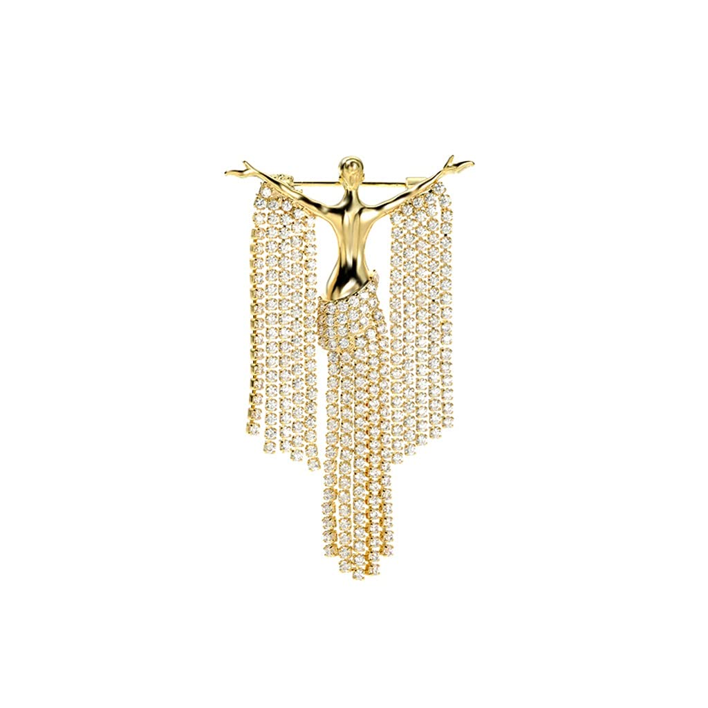 Broche Pin Rhinstone Lady Figure Broches for mujer Aleación Beauty Tassel Girl Broche Pins Regalos Insignia