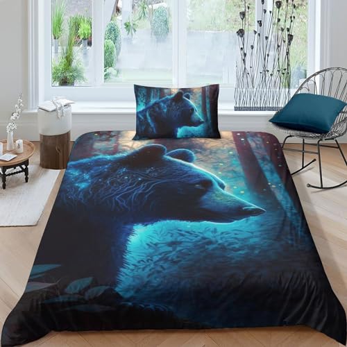 Housse de couette 3D Lumos Bears parure lit microfibre 135x200cm - 2