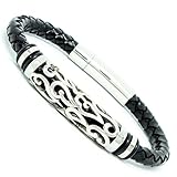 Armbandlänge: 22 Zentimeter Overdrive-Racing Geflochtenes Damen Herren Armband aus Leder mit Sicherheitsverschluss - Surferarmband Flechtarmband Lederarmband