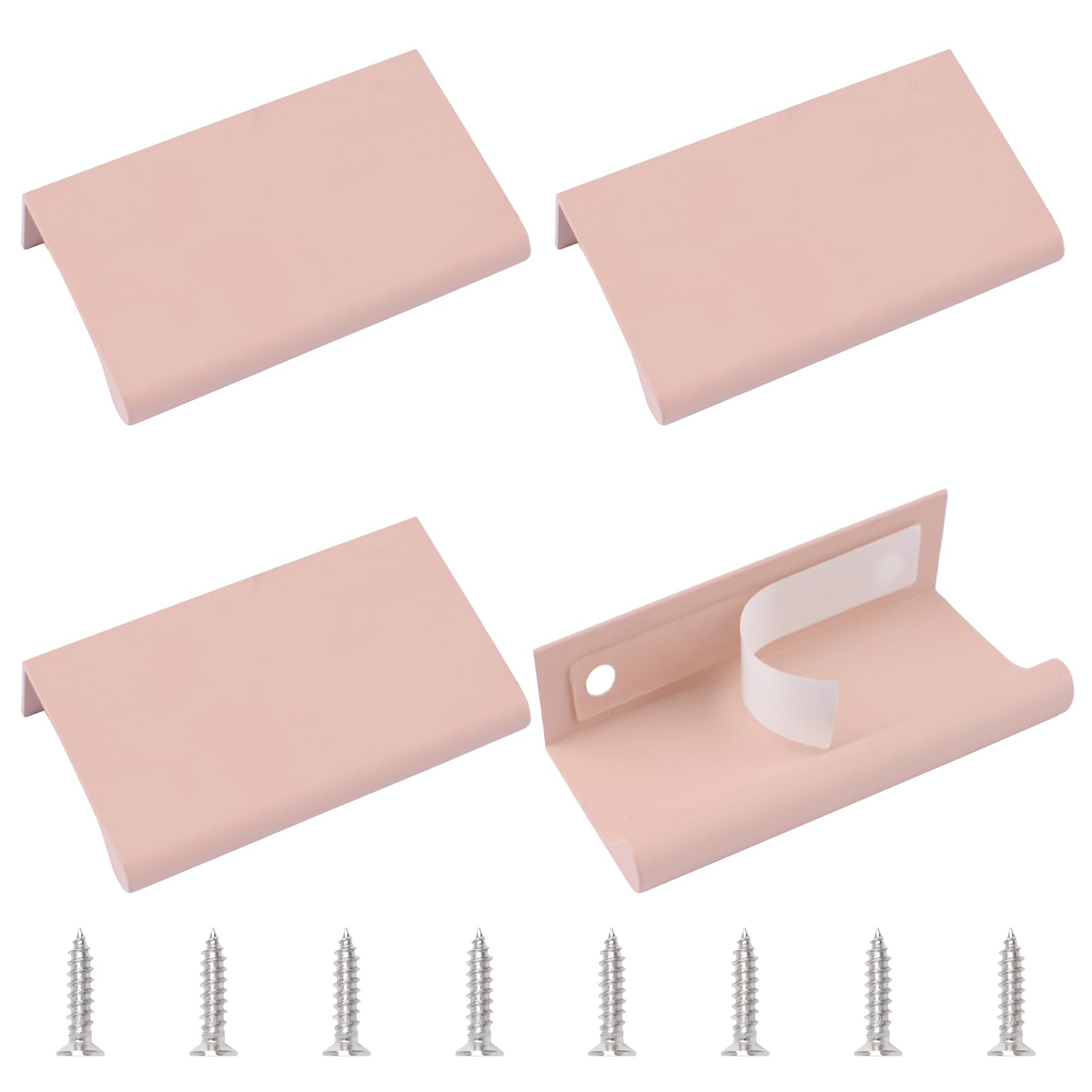 MOROBOR Mini Finger Edge Pull, 4 pcs Self Adhesive Pulls Modern Style Drawer Handle Right Angle Aluminum Alloy Invisible Handles for Cabinet Hardware Drawer,70mm/Ballet Pink — image 1
