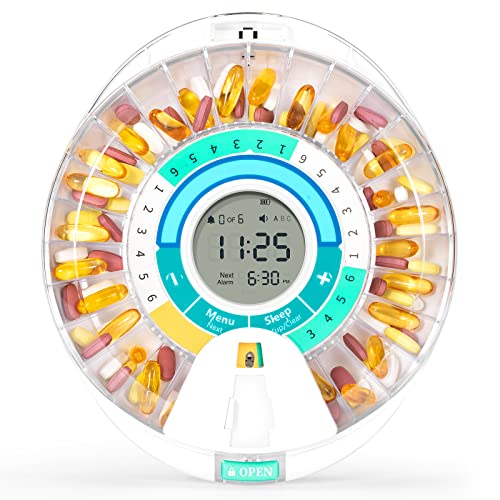 Betife Automatic Pill Dispenser With Alarm, Electronic Monthly Pill Organizer For Elderly, Timed Pill Dispenser With Light/Sound Alarm, Locked Pill Box For Prescriptions And Supplement #TOP19