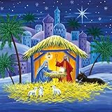 Museums & Galleries Weihnachtskarten für Wohltätigkeitsorganisationen, künstlerische Krippe, religiöse Weihnachtskarten, Multipack, zur Unterstützung von Macmillan Cancer Support, 8 Stück