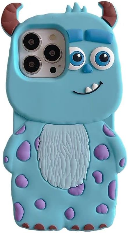 Ultra Thick Soft Silicone Case for Apple iPhone 14 Pro Max 6.7 Sulley James P. Sullivan Blue Color Monsters University MU Pixar Animal Anime Animation 3D Cartoon Cute Lovely Adorable Girls Boys Kids
