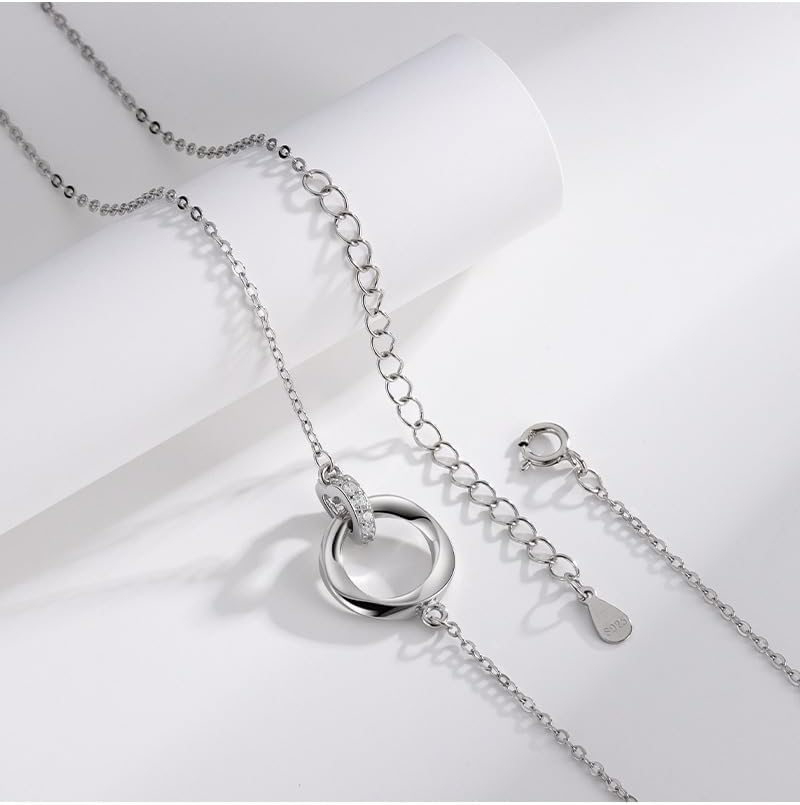 S925 Sterling Silver Necklace for Women-Möbius Strip Eternal Love Chain necklaces,Gold,White Gold Exquisite Circle Necklace,Gift for Girlfriends,lovers,Friends,for Christmas,Valentine's Day,Birthday - Image 5