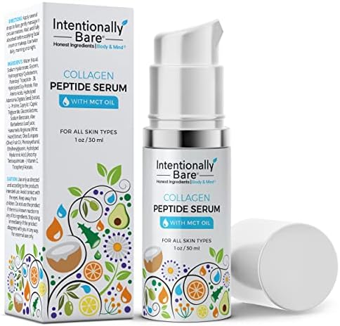 Intentionally Bare Collagen Peptide Serum with MCT Oil and Hyaluronic Acid – Keto for Your Face – Firming Brightening Anti Aging Facial Serum – Collagen Serum for Fine Lines – All Skin Types – 1oz
