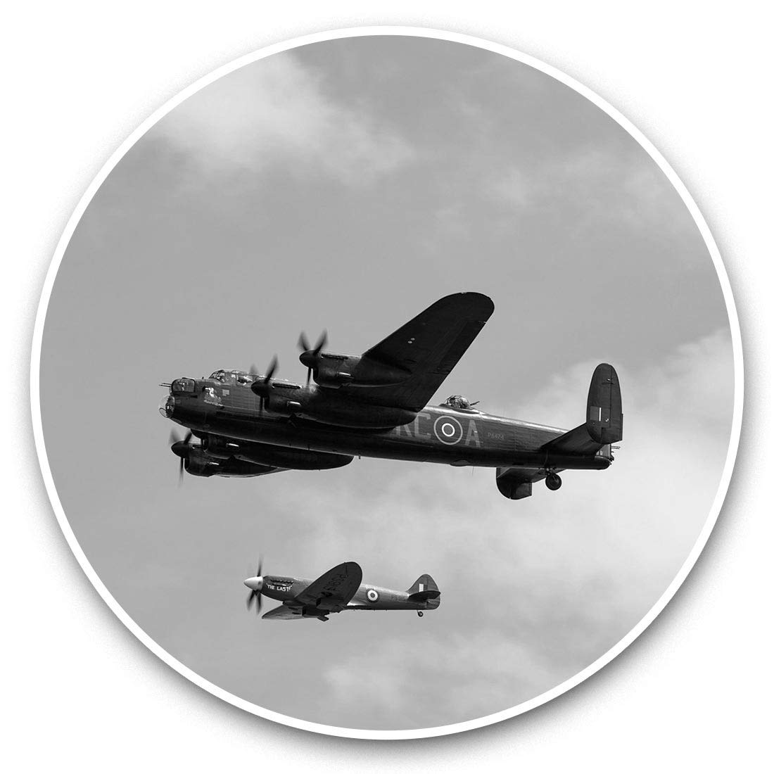 Awesome Vinyl Stickers (Set of 2) 7.5cm (bw) - Lancaster Bomber Retro Plane Fun Decals for Laptops,Tablets,Luggage,Scrap Booking,Fridges #41933