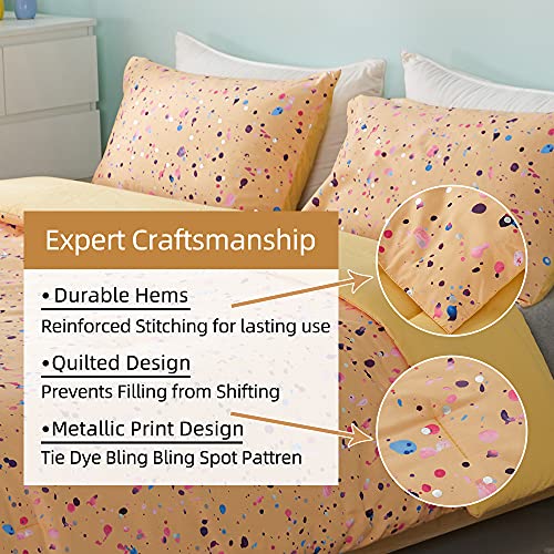 Meeting Story Rainbow Spot Gold Metallic Comforter,Galaxy Design Modern Trendy All Season Bedding Set For All Season,Kids Teens,Boys Girls (Yellow, Twin) #TOP2