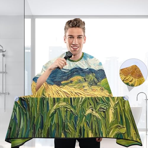 Capa para Corte de Cabello Van Gogh's Fields Impermeable Profesional para Barbería con Cierre Ajustable de Broche para Estilismo y Peluquería miniatura 6