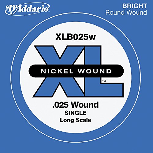 D'Addario XLB025W Nickel Wound Bass Guitar Single String, Long Scale, 025