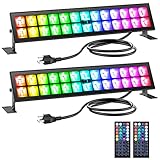 Onforu Stage Lights 2 Pack 48W LED Wall Washer Light,IP66 Waterproof Outdoor Stage Light Bar with Timing,RGB Light Bar with DIY Colors,Wash Lights with 44-key Remote for Garden Wedding Party
