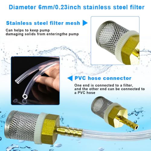 Image of Stainless steel filter copper tube joint 6mm diameter hose connection, garden, swimming pool, fish tank hose filter, Suction Strainers Used to Remove Debris and Reduce Solid Entry(6mm)