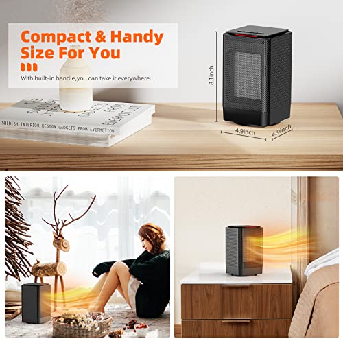 Space Heater, Portable Oscillating Heaters for Indoor Use, TABYIK PTC Ceramic Heater with Tip-Over & Overheating Protection for Office Desk by TABYIK - Image 6