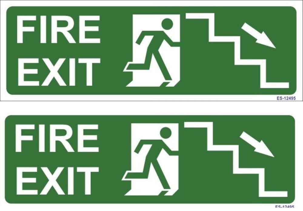 K T I® Autoglow Signage Staircase sign with Right Side Arrow Sign Board 3mm PVC Sheet with high Glow intensity in Total Darkness Size- 100X300 MM Pack Of 2