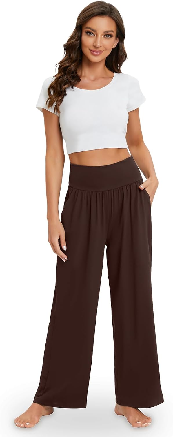 Gracyoga Wide Leg Yoga Pants for Women Casual Loose Cozy Sweatpants High Waisted Lounge Pajama Flowy Pants With Pockets - Image 5