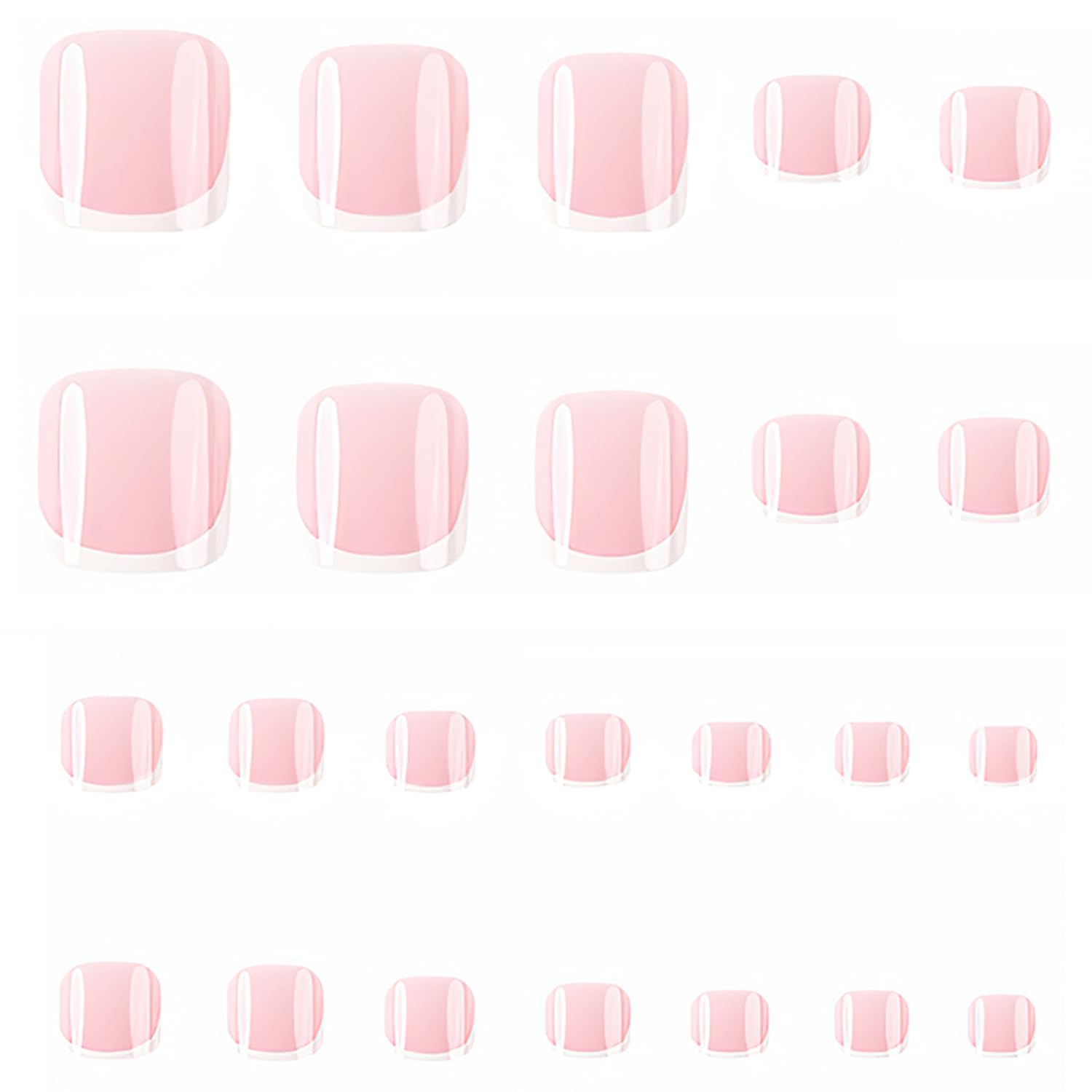 Uñas postizas francesas, 24 piezas de uñas postizas | Pegatinas para uñas de los pies | Pegatinas de gel para uñas de los pies para mujeres y niñas, decoraciones diarias (blanco francés)
