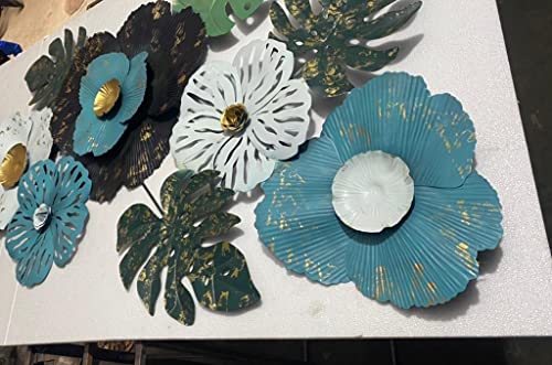 Image of HOME DECOR HANDICRAFTS Hdh1165 3D Metal Wall Decor (Size-L-52 X W-28 X Th-3 Inches, Material-Iron Alloy, Color-Floral Multicolor(Green /Golden /White /Grey), Product Weight-3.00Kg)