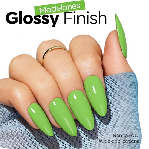 Image of modelones Green Gel Nail Polish Apple Green Gel Polish Summer Nail Poish Soak Off Pastel U V Nail Design Salon DIY Manicure 15 ML