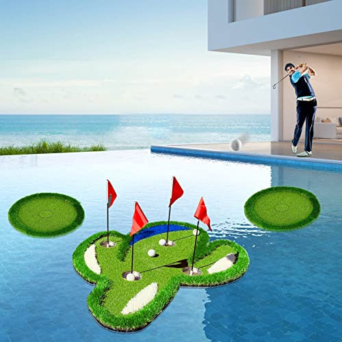 Floating Golf Green For Pool, Floating Chipping Green Float Golf Putting Mat Golf Games Training Golf Turf Mat Set For Pool, Pool Golf Turf Mat Set For Outdoor Game (Green) #TOP2
