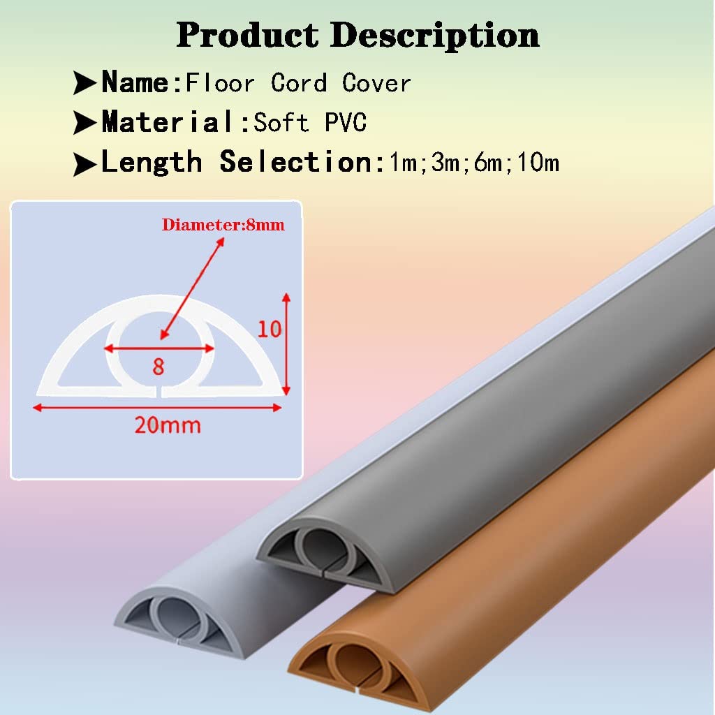 Canalina Cavi Pavimento Calpestabile per Ufficio, Canalina Passacavi Muro Adesiva,Protezione per Cavo per Pavimento in PVC Resistente per Pavimento (Color : Red, S : 10m)