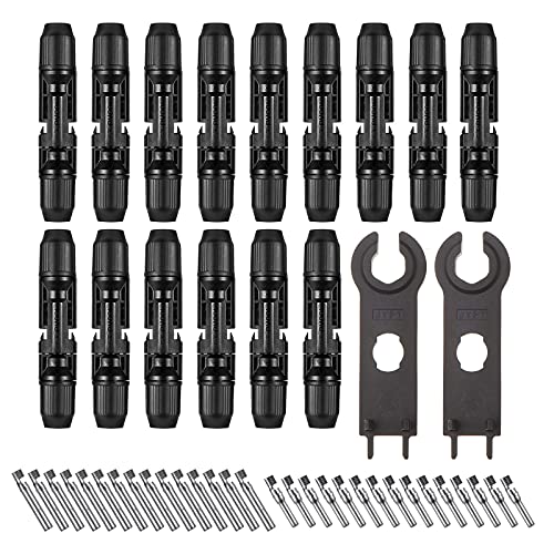 CGCWW Solar Connector Assembly Tools Solar Crimping Tools Kit, 15Pairs Solar Panel Cable Connectors & 1Pair Spanner for PV System Wire Solar Panel Cable