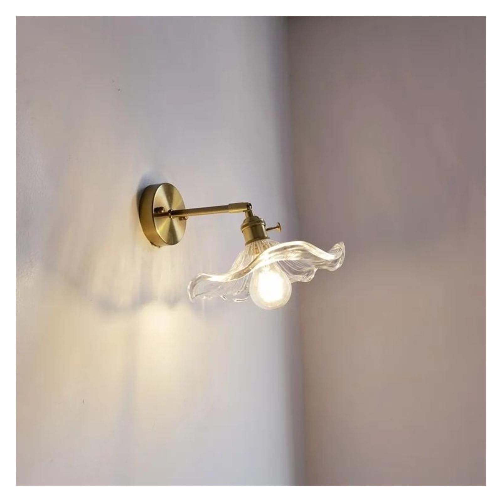 ZTCHSENZT Wall Sconces, Glass Copper LED Wall Lamp Sconce Pull Chain Bedside Bedroom Bathroom Mirror Stair Light Nordic Modern Wandlamp,B-Switch On The Socket