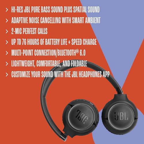 Image of JBL Tune 680NC - Wireless on-Ear Adaptive Noise Cancelling Headphones with Powerful Hi-Res JBL Pure Bass Sound and Spatial Sound, with Up to 76 Hours of Battery Life, Plus Speed Charge (Beige)