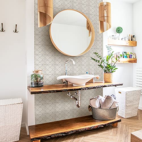 Alwayspon Vinyl Floor Wall Tile Sticker, Non-Slip Sticky Back Tile Decals for Kitchen Bathroom Self-Adhesive Peel and Stick PVC Floor Sticker DIY, Brown Grey Marble Lantern, 30cmX15cmX4Pcs Set - Image 2