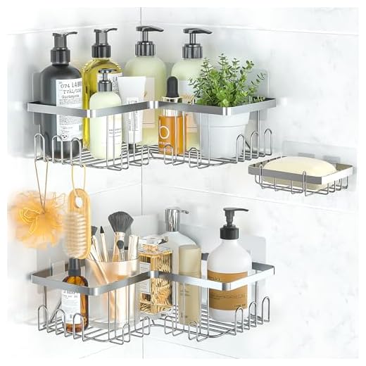 PNNP Estanteria Baño sin Taladros 3 Piezas, Estanteria Ducha Rinconera Acero Inoxidable, Estante Organizador para Almacenamiento de Champú Gel Jabonera (Plata)