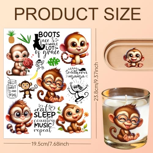 Transfert UV DTF singe mignon autocollant permanent pour customisation mug