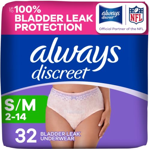 Image of Always Discreet Adult Diapers for Women, Incontinence Underwear, Postpartum Essentials, Disposable Briefs, Max Absorbency, Bladder Leak Protection, Small/Medium, 32ct